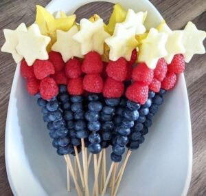 Fruit skewer for 4th of July party 