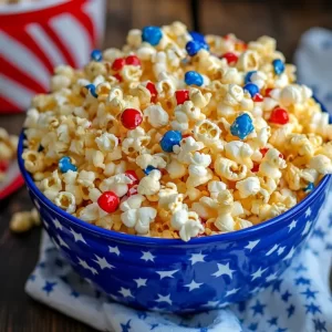 Red blue and white popcorn
