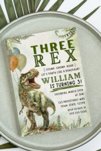Dinosaur birthday party invitation 