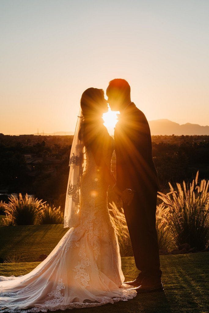 Golden hour wedding photo