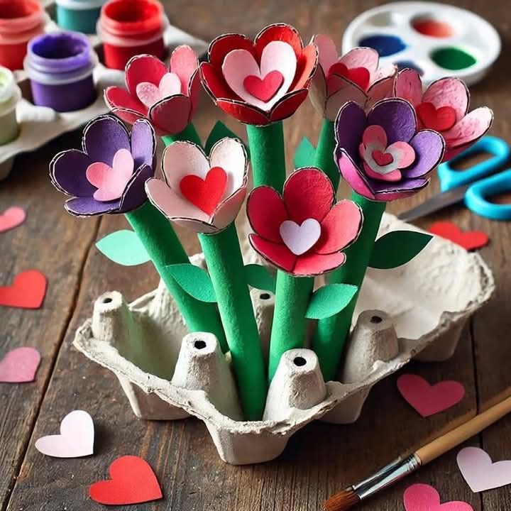 Egg-Carton-Heart-Flowers.