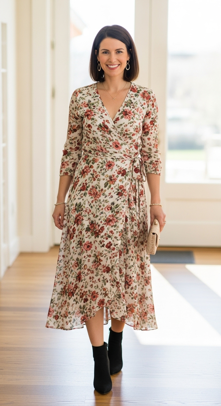 Floral-Wrap-Dress-Heeled-Booties