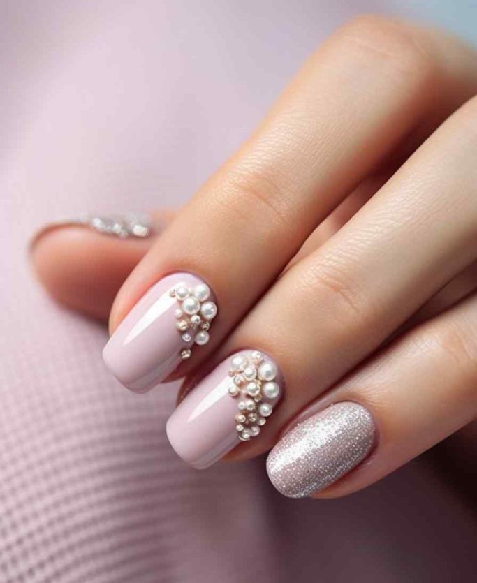 Pearl-and-Metallic-Nail-Accents