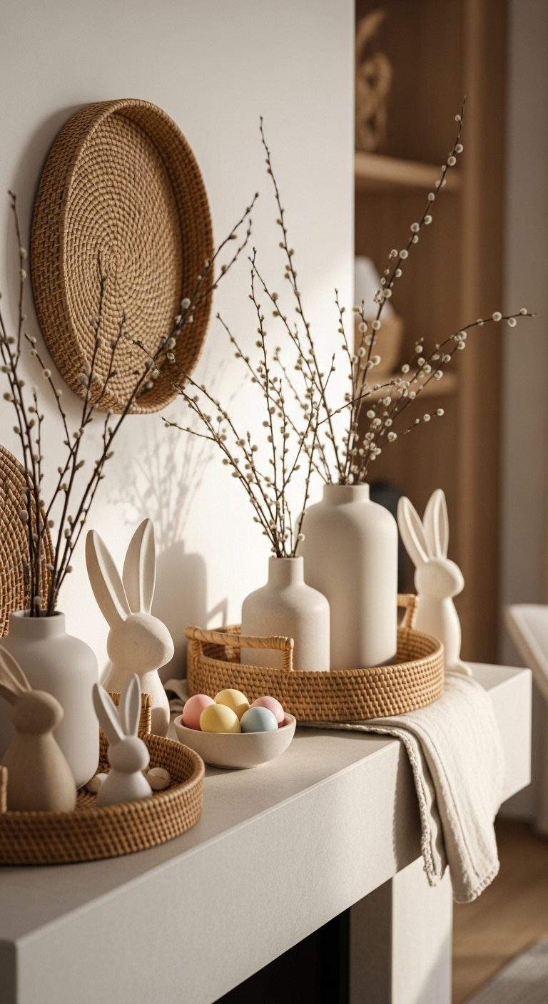 Spring-mantel-decor-with-natural-textures