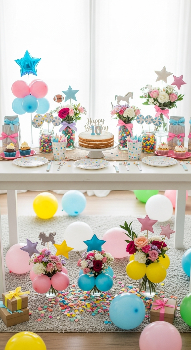 Creative-Centerpieces-for-a-10th-Birthday.