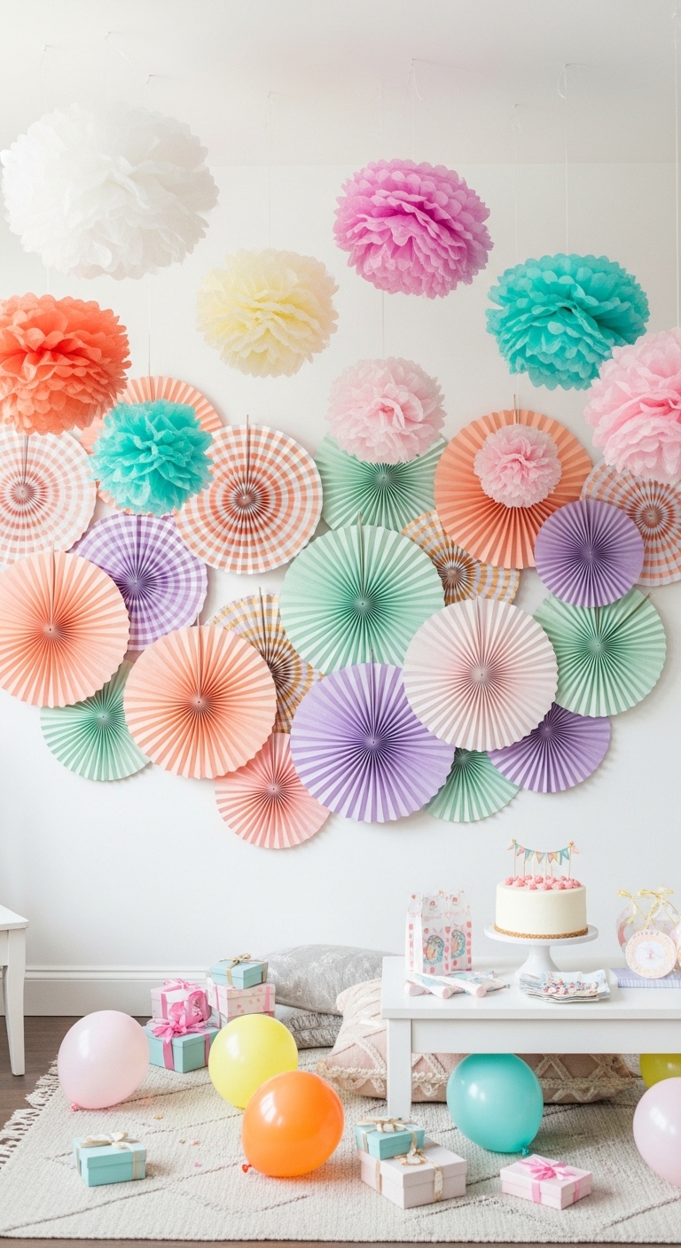 Handmade-Paper-Fans-and-Pom-Poms