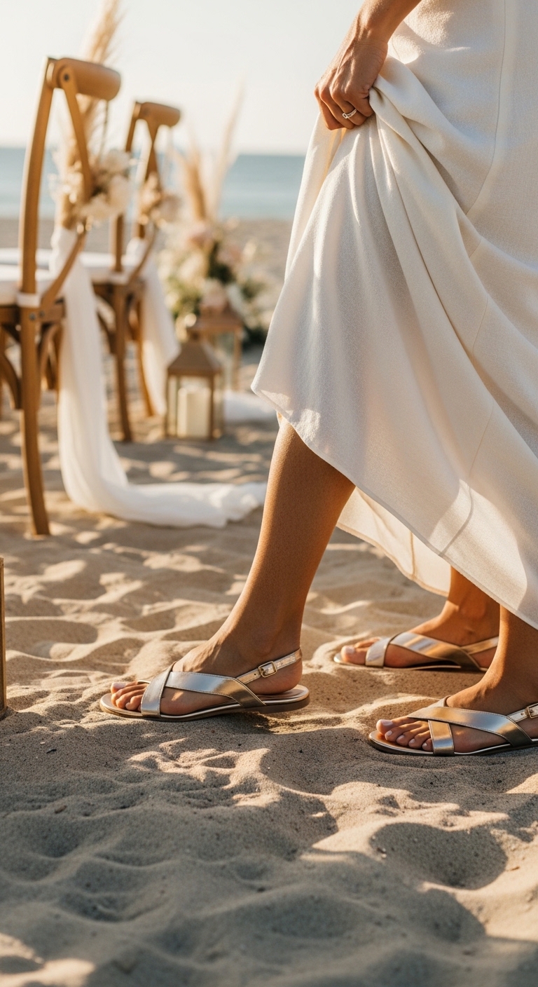 Metallic-Flat-Sandals-for-Wedding-Beach-Parties