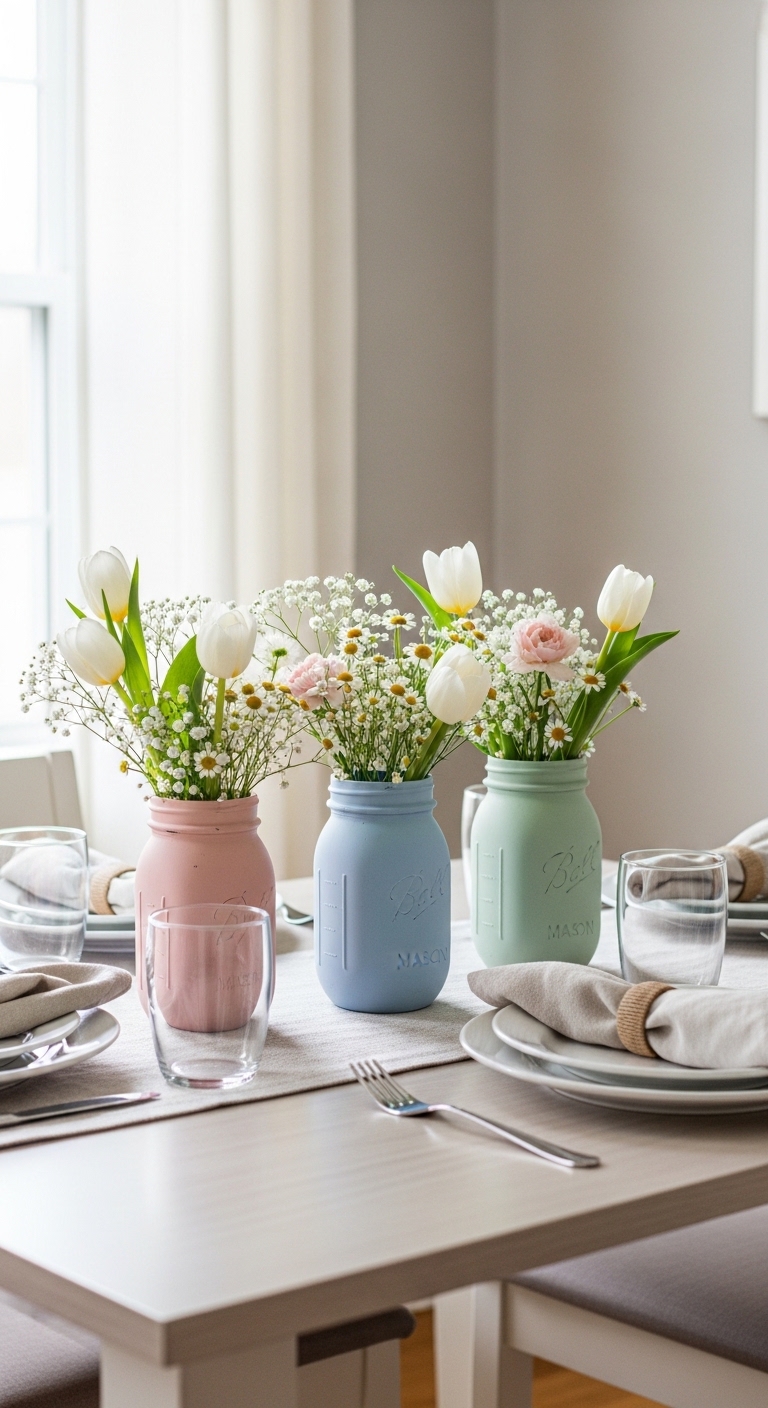 Painted-Mason-Jar-Centerpieces