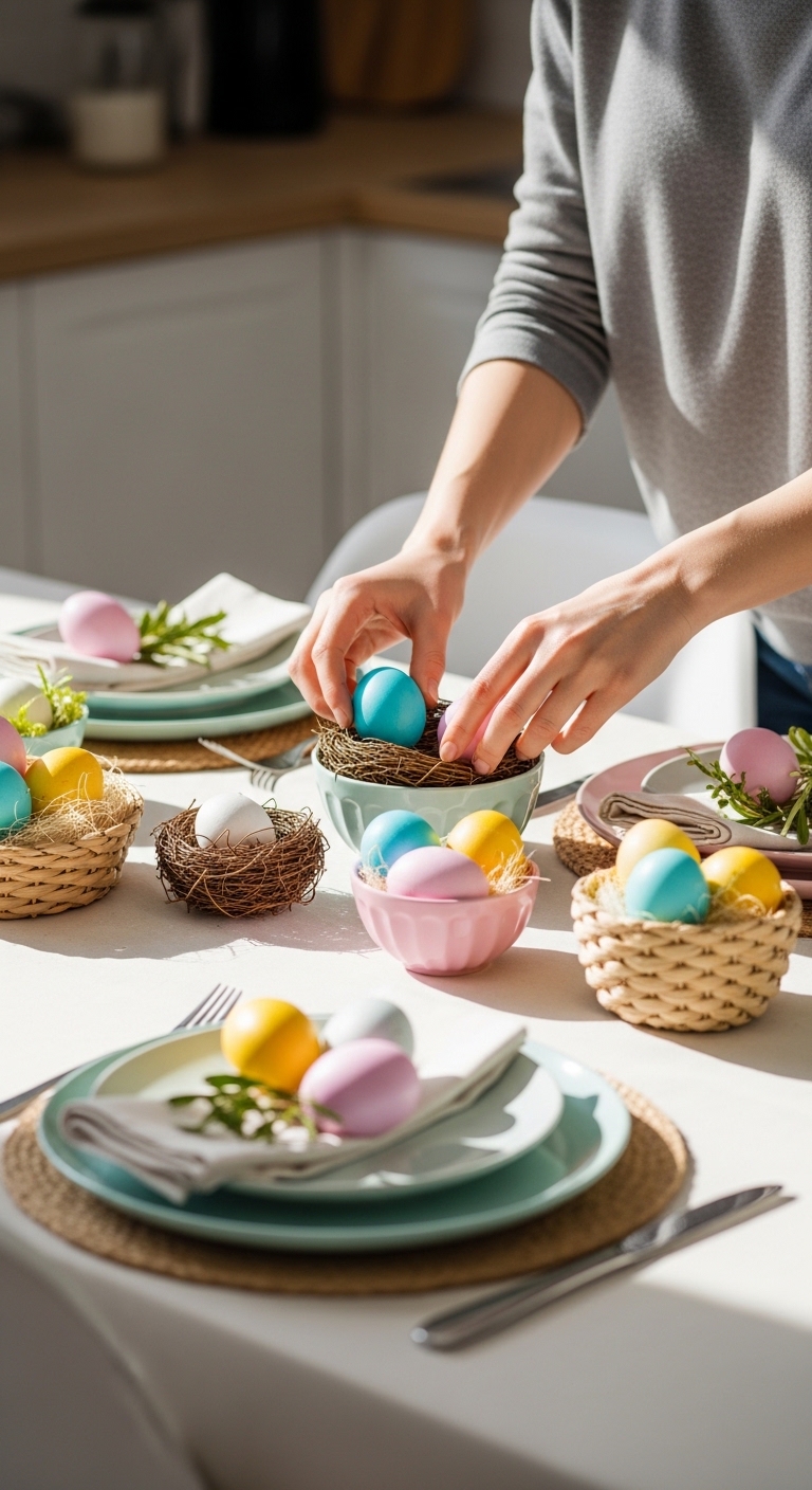 Painted-or-Dyed-Eggs-in-Small-Bowls-or-Nests