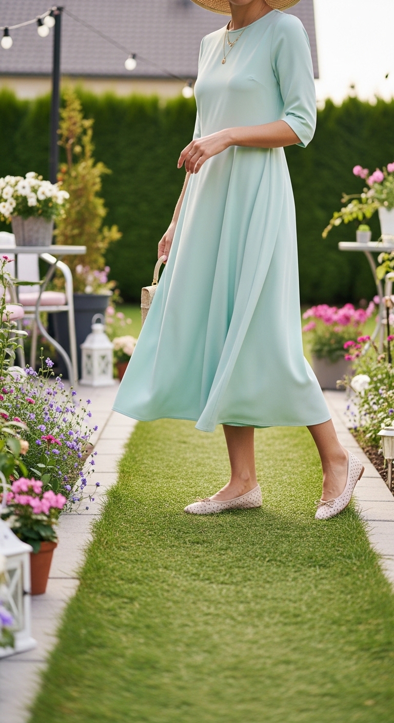 Pastel-Midi-Dress-with-Dressy-Flats