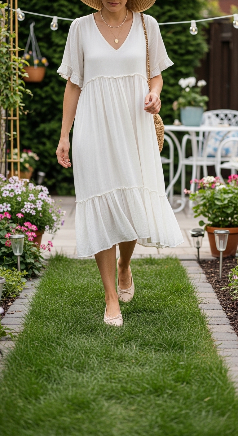 Soft -Ruffle- Dress -with -Ballet -Flats