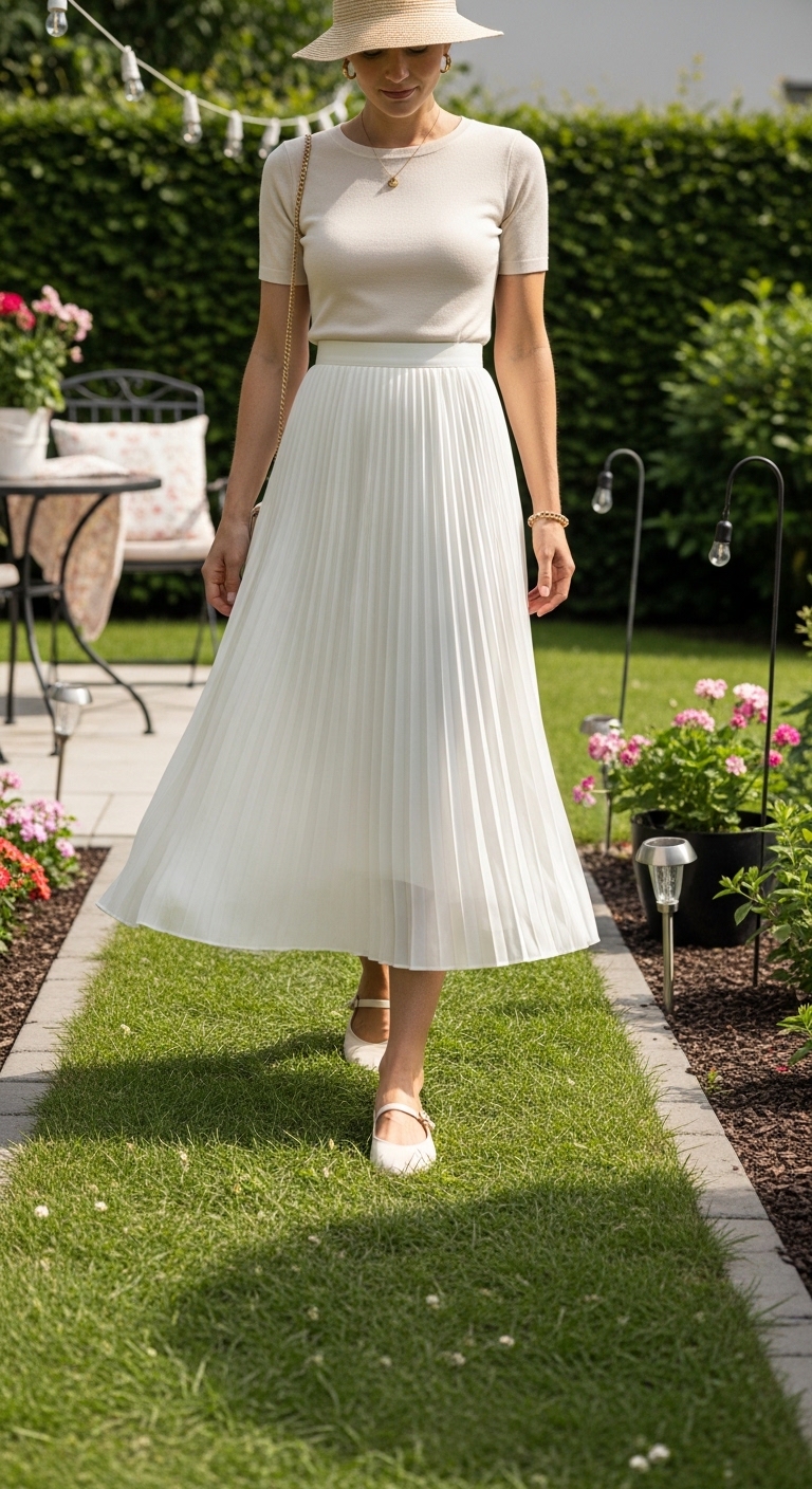 Tea-Length-Dress-with-Fascinator-or-Sun-Hat.