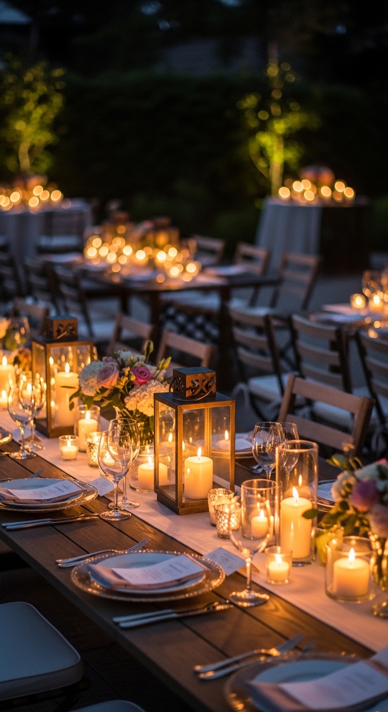 Candlelit-Tables-backyard-wedding-lighting-ideas