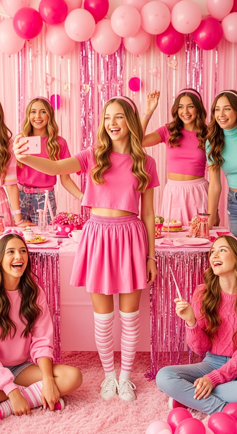 Pink-Barbiecore-Party-Aesthetic Sweet 16 Birthday Party Themes