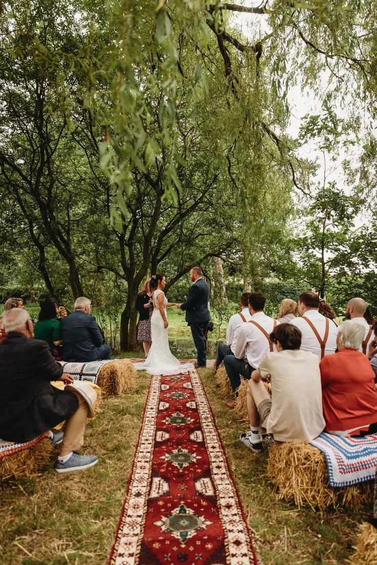 Vintage Rug Aisle for Outdoor Wedding 