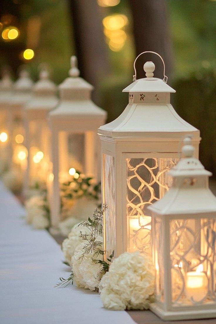 Aisle Markers Made With Lantern Clusters