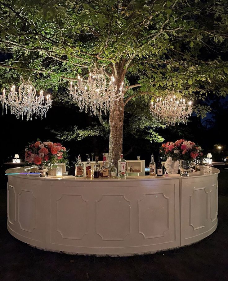 Cocktail Bar as one of the Backyard Night Wedding Ideas