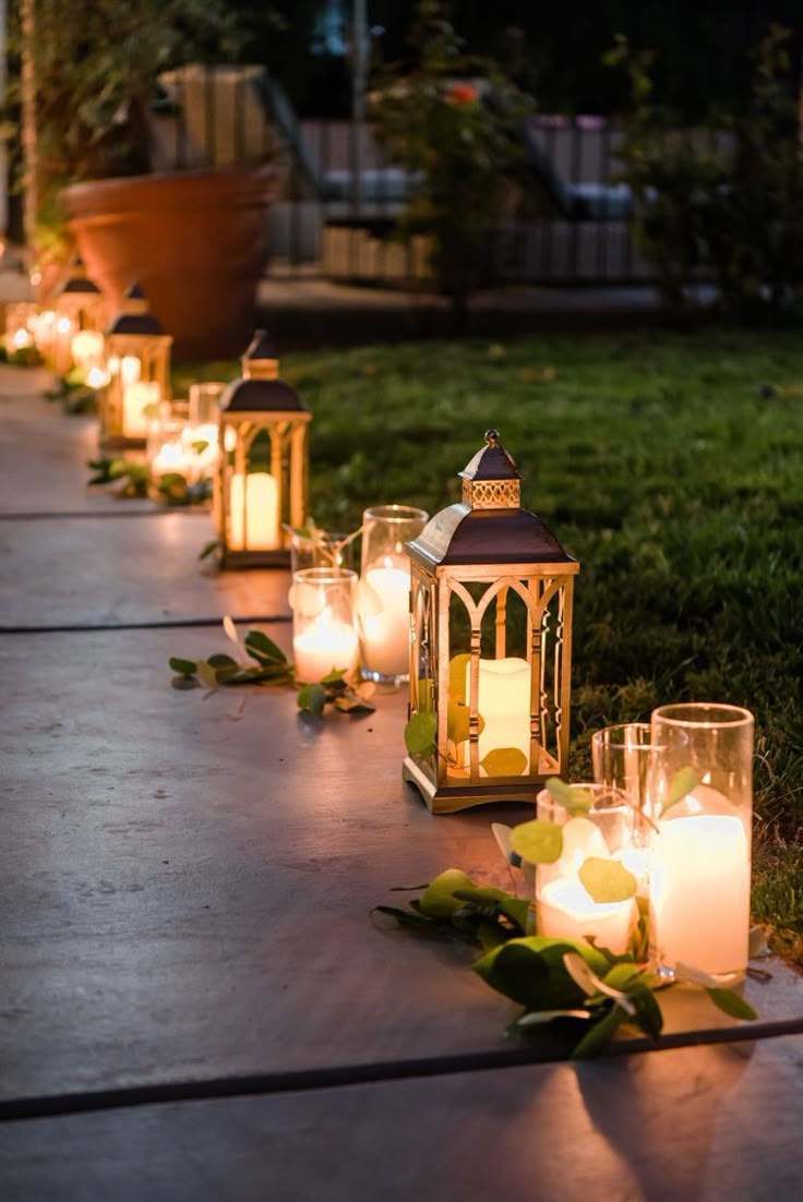 Candlelit Walkway Entrance with Lanterns and Candles