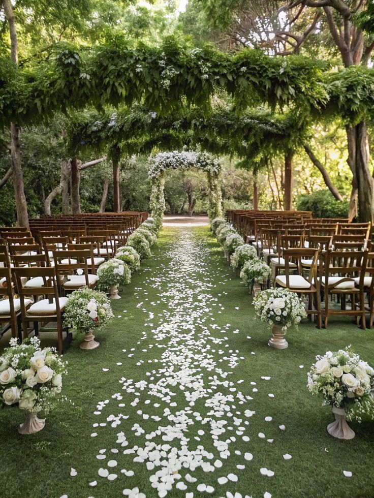 Outdoor-Aisle-with-Petals-or-Natural-Aisle-Styling-summer wedding entrance ideas