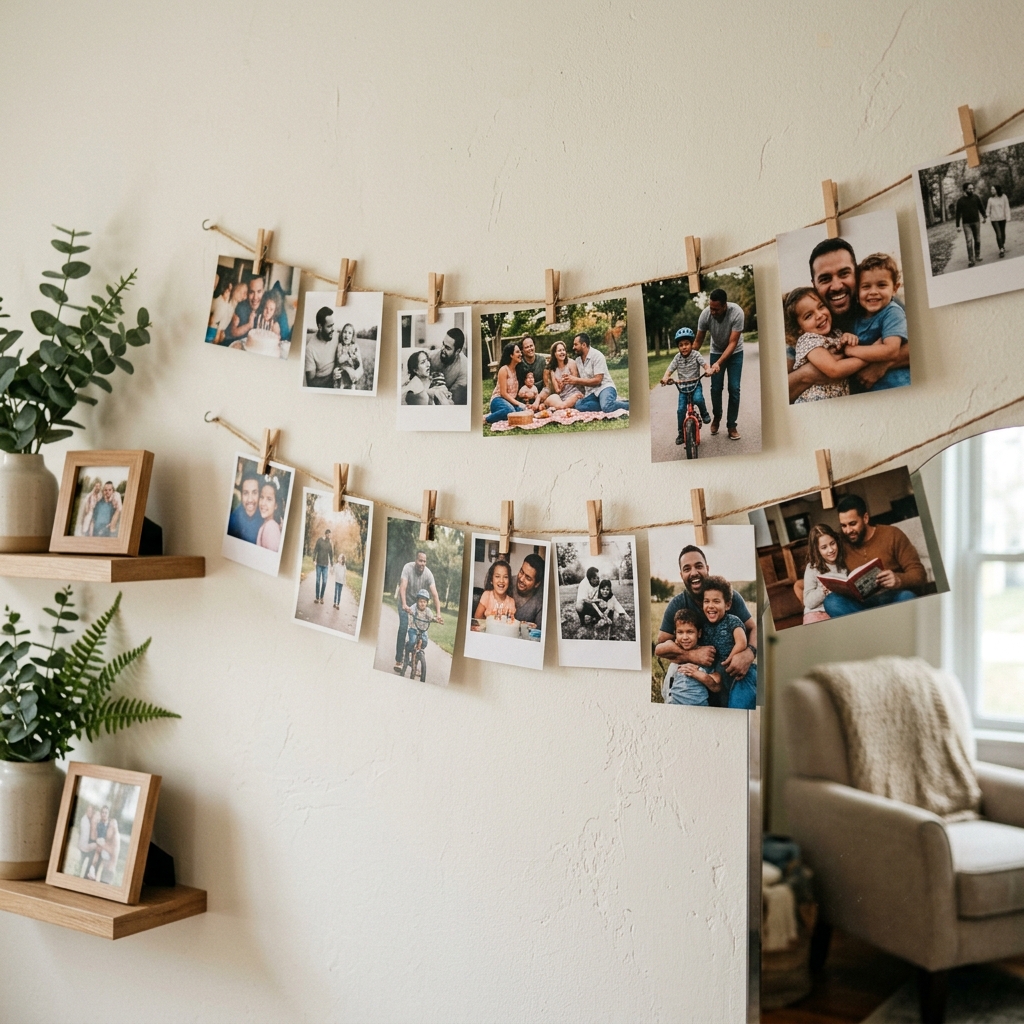 Photo-Wall-with-Real-Memories-fathers-day-party-themes.