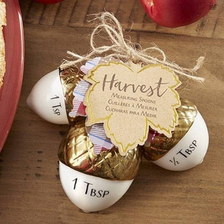 Ceramic-Acorn-Shaped-Measuring-Spoon-Set for Fall wedding favor