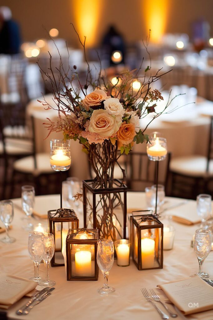Romantic-Candle-Focused-Wedding-Centerpieces-for-Fall.