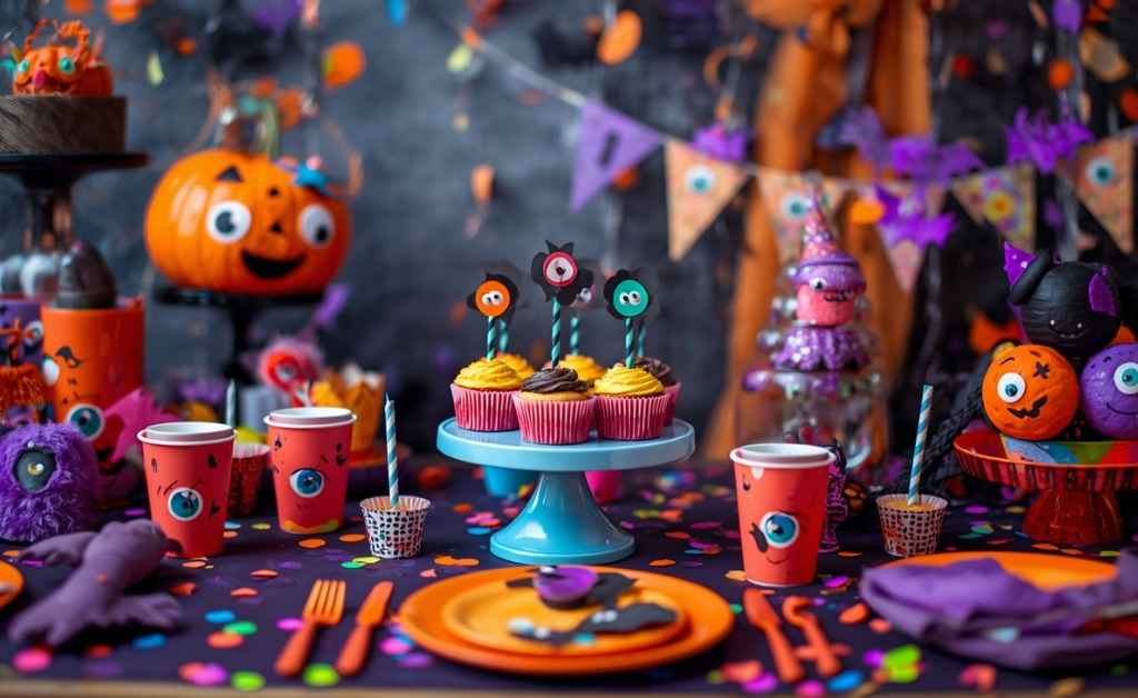 Colorful Halloween Themed Party Table Ideas for Kids